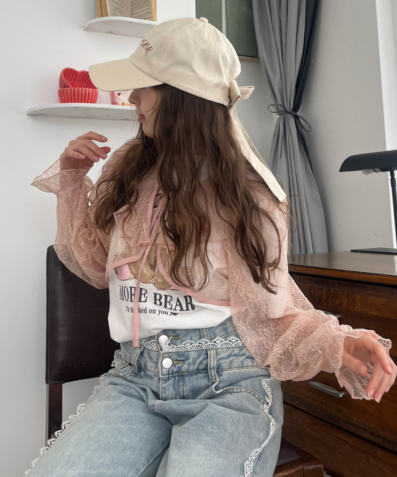 レースフリルカーディガン 詳細画像 ピンク 22