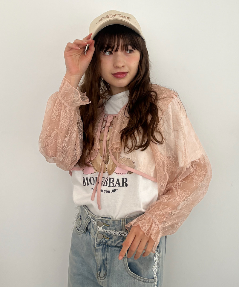 レースフリルカーディガン 詳細画像 ピンク 3