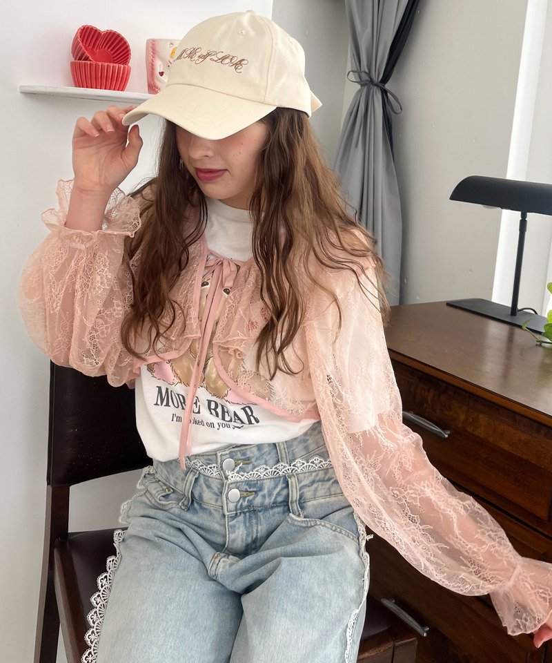 レースフリルカーディガン 詳細画像 ピンク 5