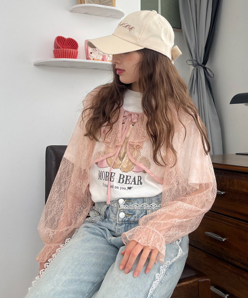 レースフリルカーディガン 詳細画像 ピンク 6