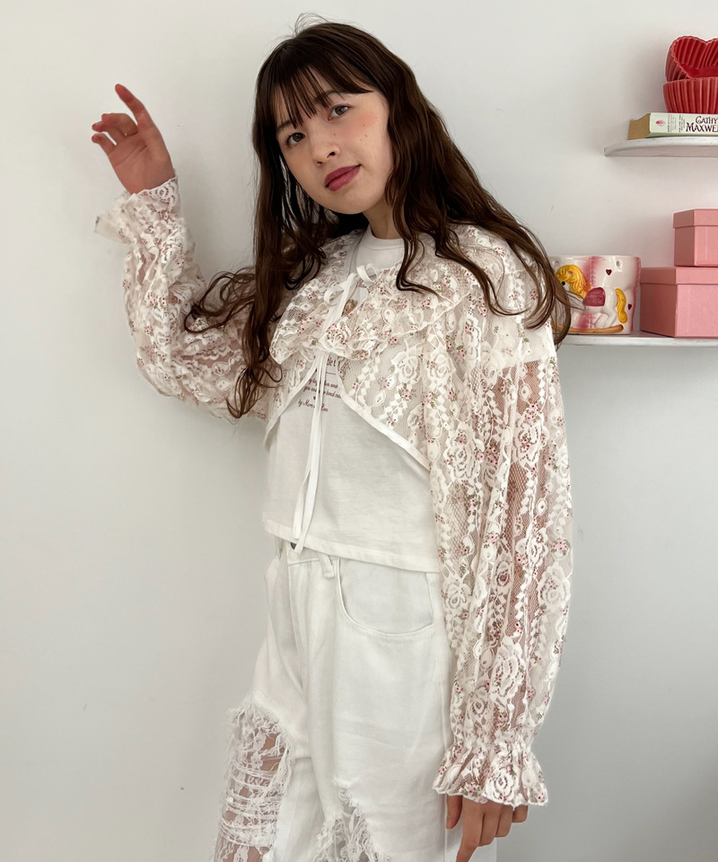 レースフリルカーディガン 詳細画像 オフホワイト系 5