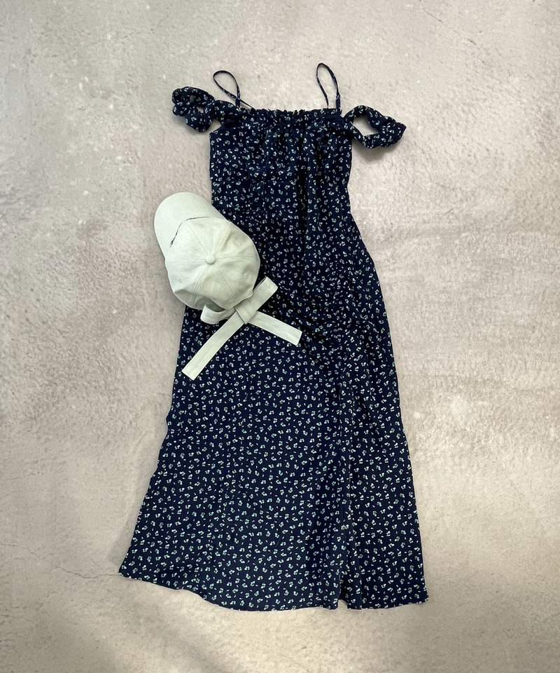 【＠onefive MOMO様 着用】ギャザーワンピース 詳細画像 ネイビー 3