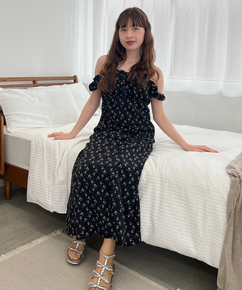 【＠onefive MOMO様 着用】ギャザーワンピース 詳細画像 ブラック 8