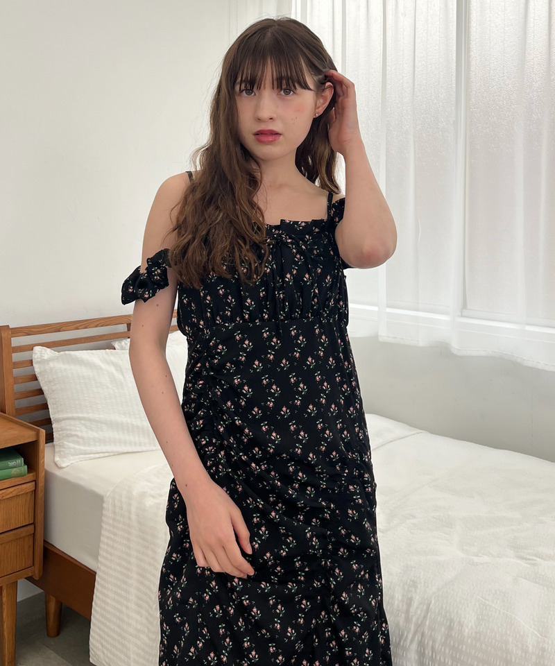 【＠onefive MOMO様 着用】ギャザーワンピース 詳細画像 ブラック 9