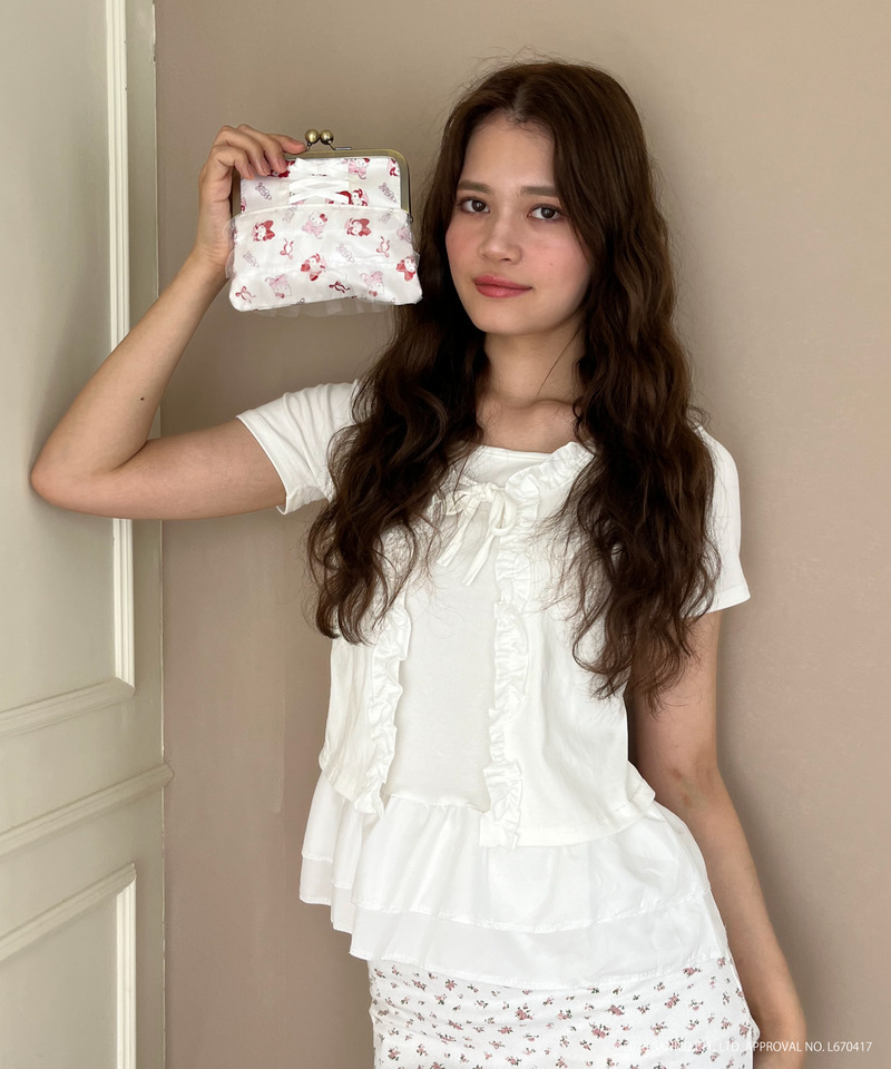 Balletcore【HELLO KITTY】LACEUP  POUCH 詳細画像 オフホワイト 2