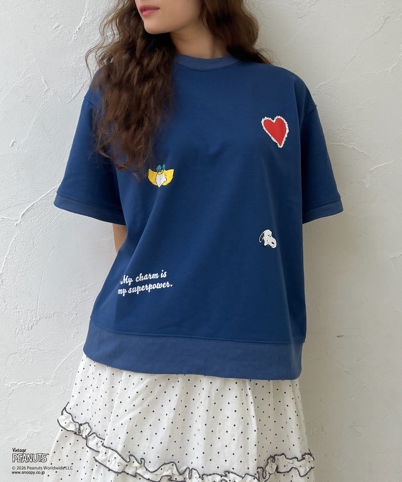 【PEANUT】アップリケTシャツ 詳細画像 ネイビー 2