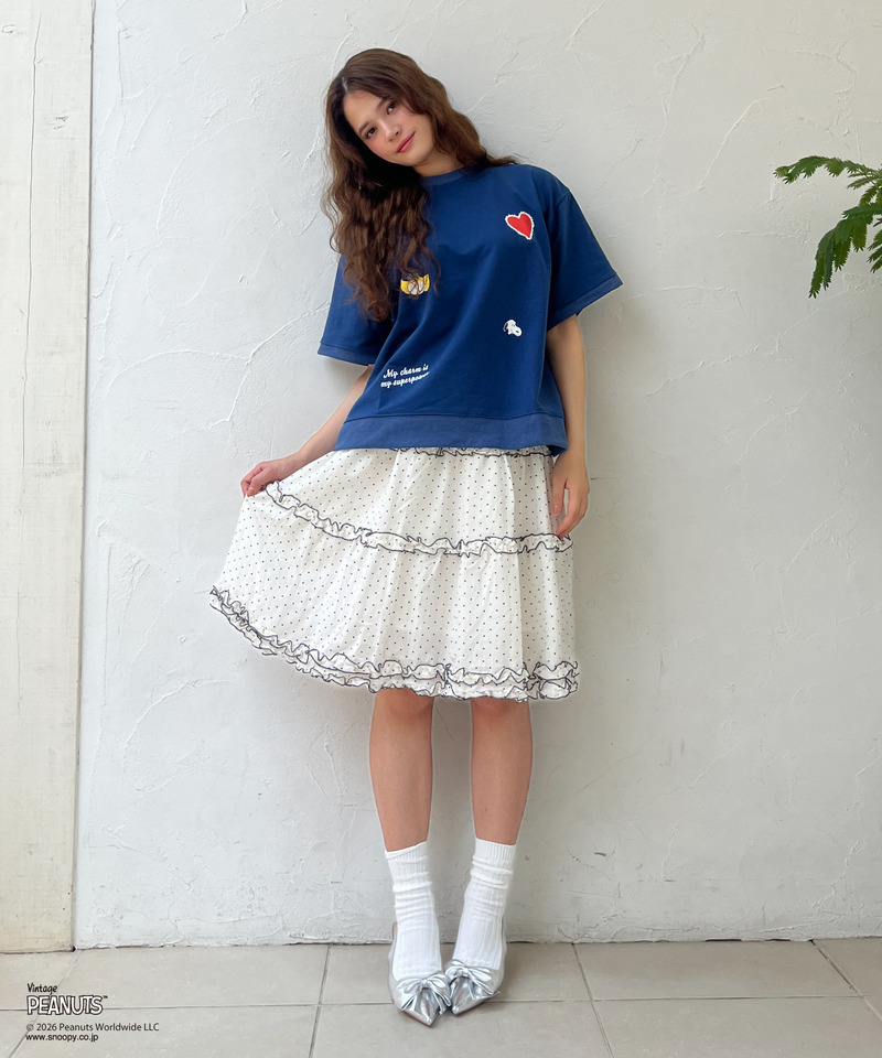 【PEANUT】アップリケTシャツ 詳細画像 ネイビー 4