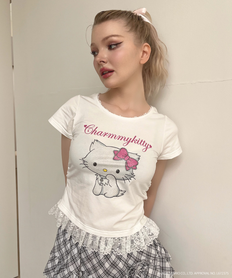 【CHARMMY KITTY】GLITTER TEE 詳細画像 オフホワイト 1