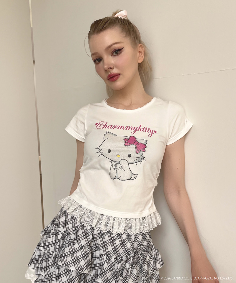 【CHARMMY KITTY】GLITTER TEE 詳細画像 オフホワイト 11