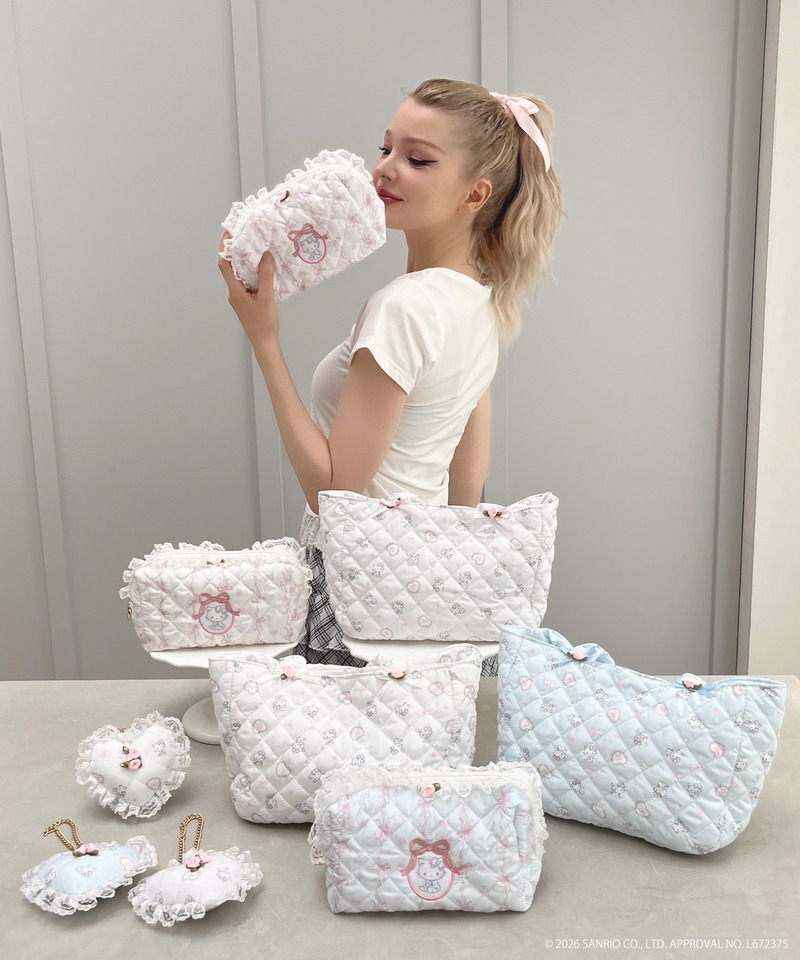 【CHARMMY KITTY】QUILTING APPLIQUE POUCH 詳細画像 オフホワイト 10