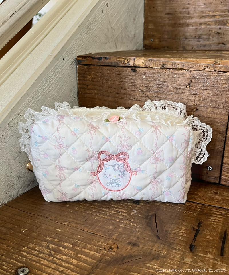 【CHARMMY KITTY】QUILTING APPLIQUE POUCH 詳細画像 オフホワイト 7