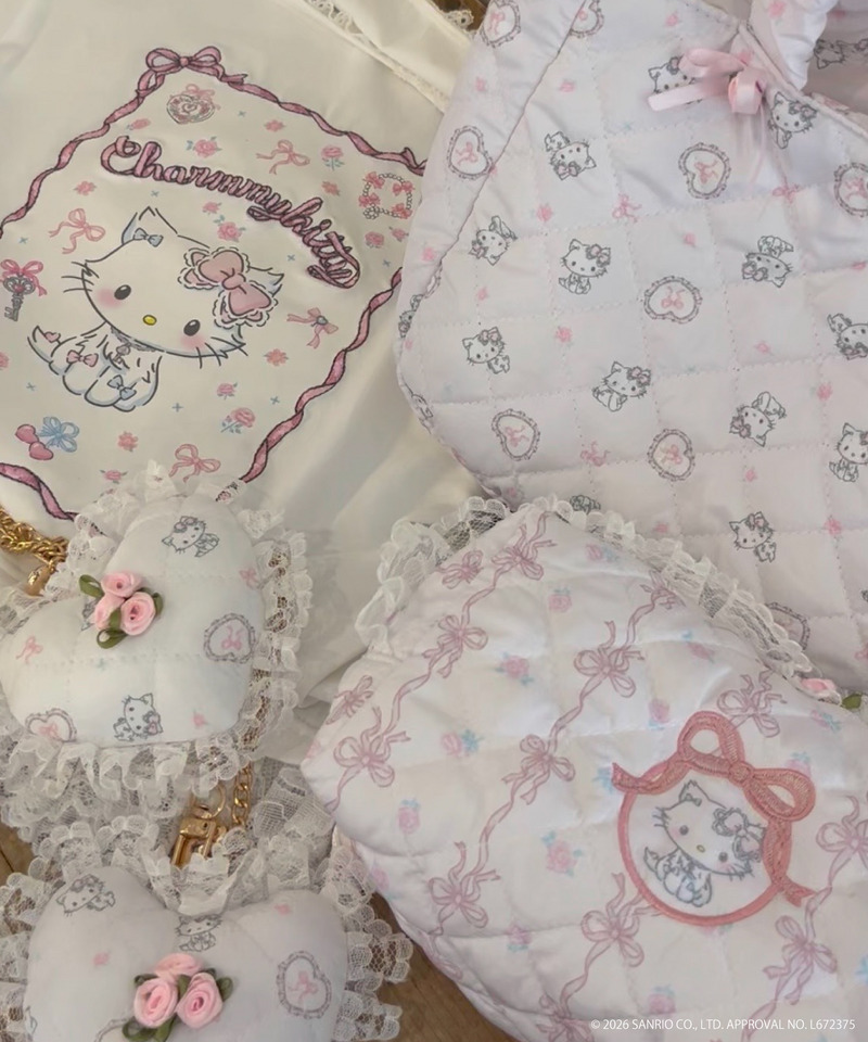 【CHARMMY KITTY】QUILTING APPLIQUE POUCH 詳細画像 ピンク 9