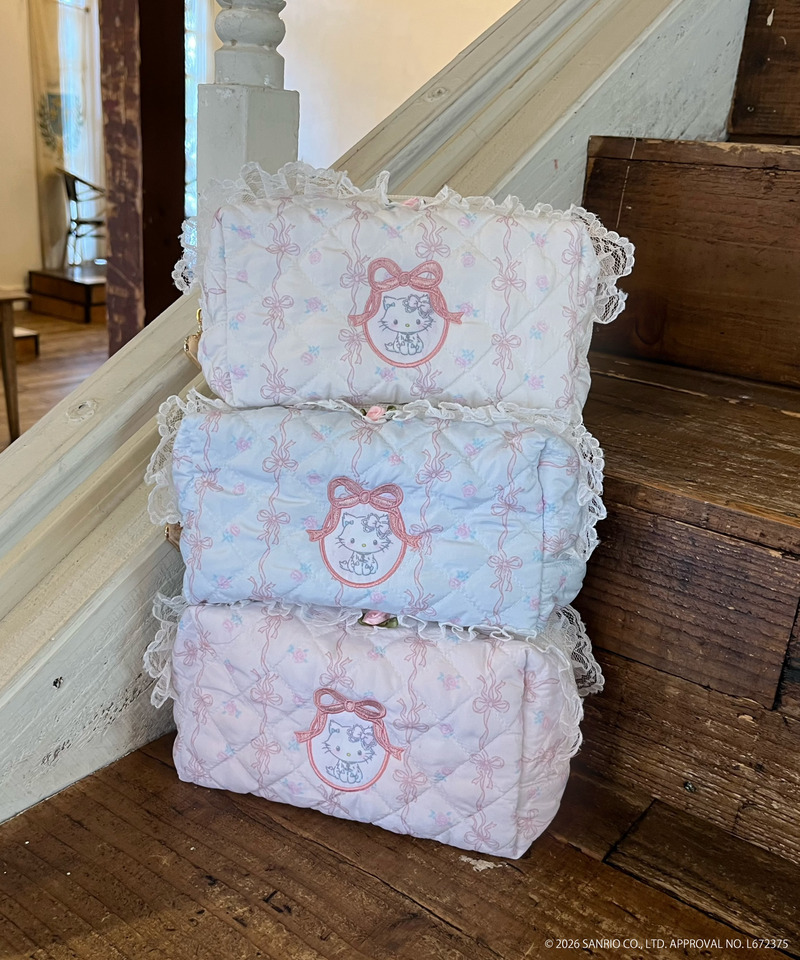 【CHARMMY KITTY】QUILTING APPLIQUE POUCH 詳細画像 ブルー 7