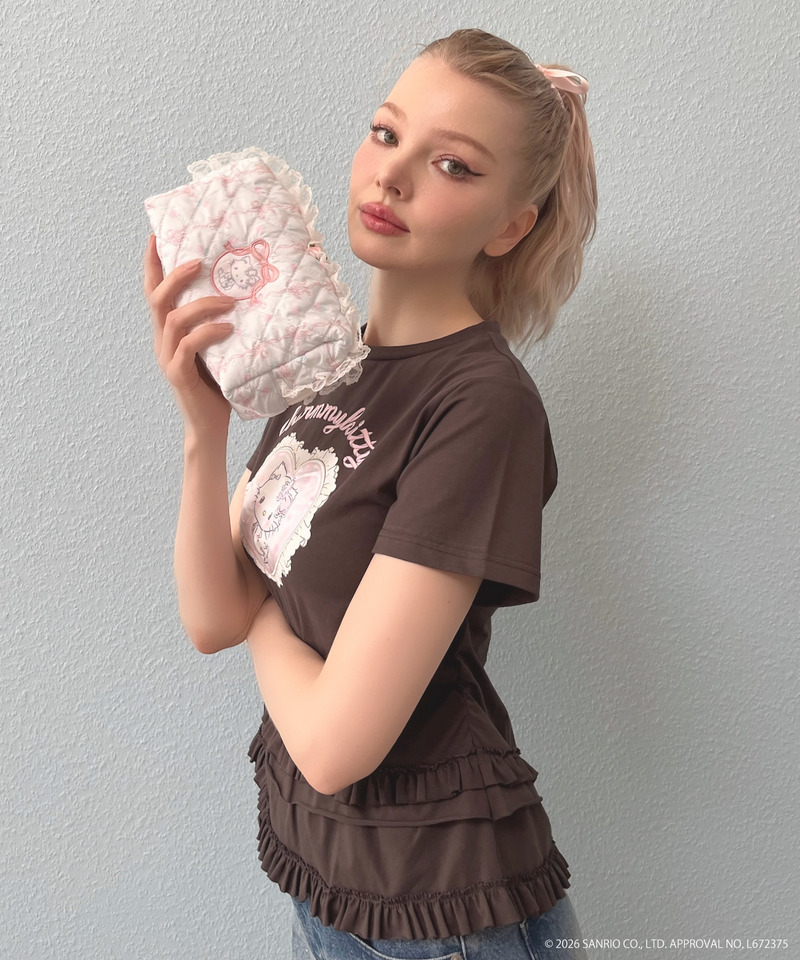 【CHARMMY KITTY】QUILTING APPLIQUE POUCH 詳細画像 ブルー 9