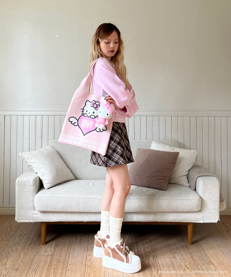 ANGEL【HELLO KITTY】HEART KNIT BAG 詳細画像 ピンク 14