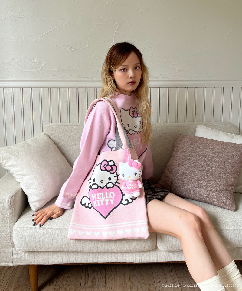 ANGEL【HELLO KITTY】HEART KNIT BAG 詳細画像 ピンク 3