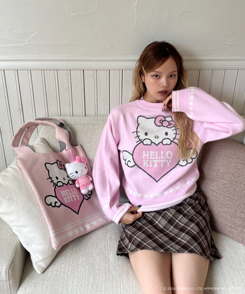 ANGEL【HELLO KITTY】HEART KNIT BAG 詳細画像 ピンク 9
