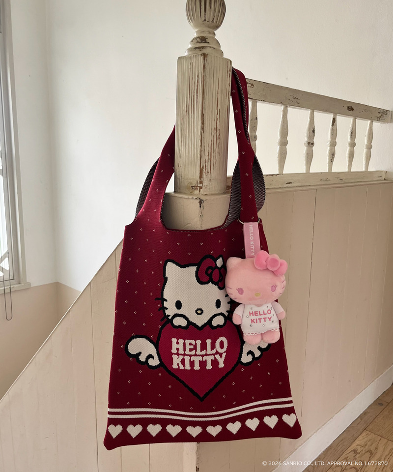 ANGEL【HELLO KITTY】HEART KNIT BAG 詳細画像 レッド 2
