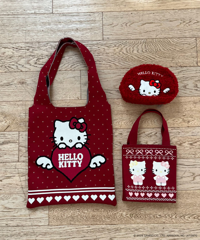 ANGEL【HELLO KITTY】HEART KNIT BAG 詳細画像 レッド 5