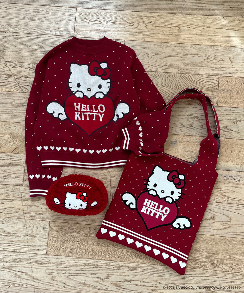 ANGEL【HELLO KITTY】HEART KNIT BAG 詳細画像 レッド 6