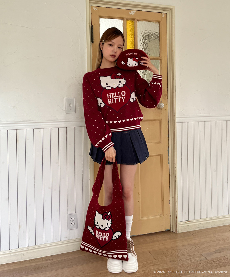 ANGEL【HELLO KITTY】HEART KNIT BAG 詳細画像 レッド 8