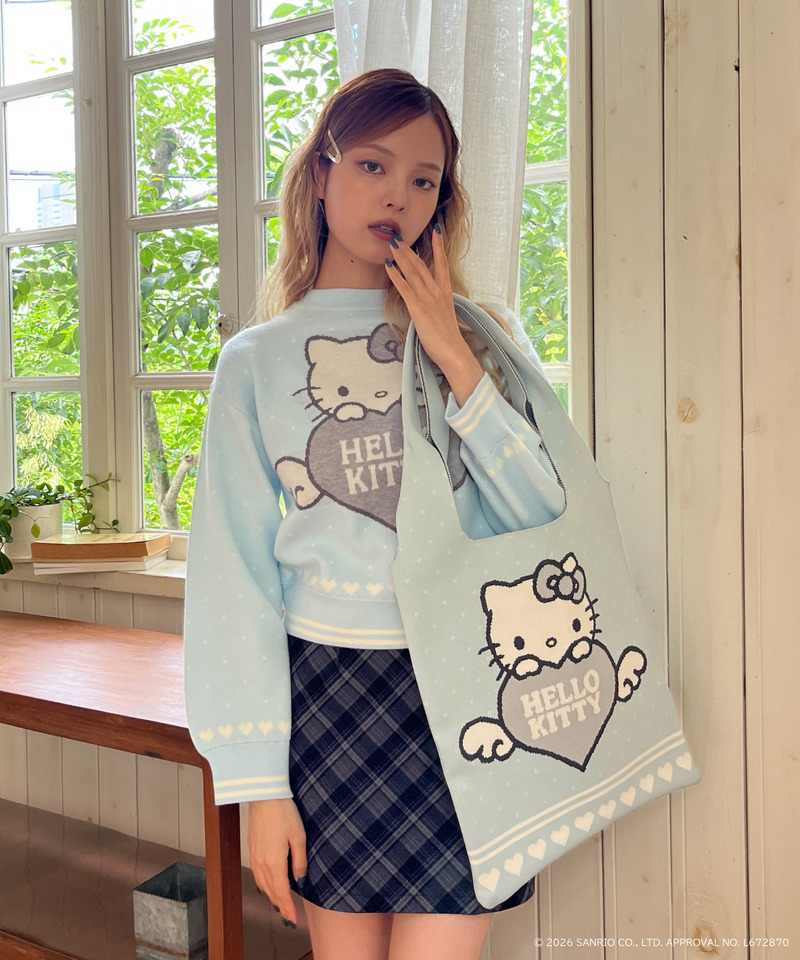 ANGEL【HELLO KITTY】HEART KNIT BAG 詳細画像 ブルー 3
