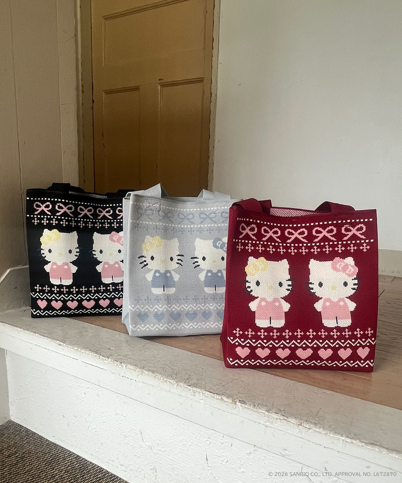 【HELLO KITTY】NORDIC KNIT MINI BAG 詳細画像 グレー 10