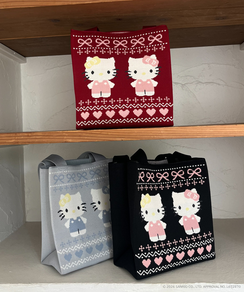 【HELLO KITTY】NORDIC KNIT MINI BAG 詳細画像 グレー 8