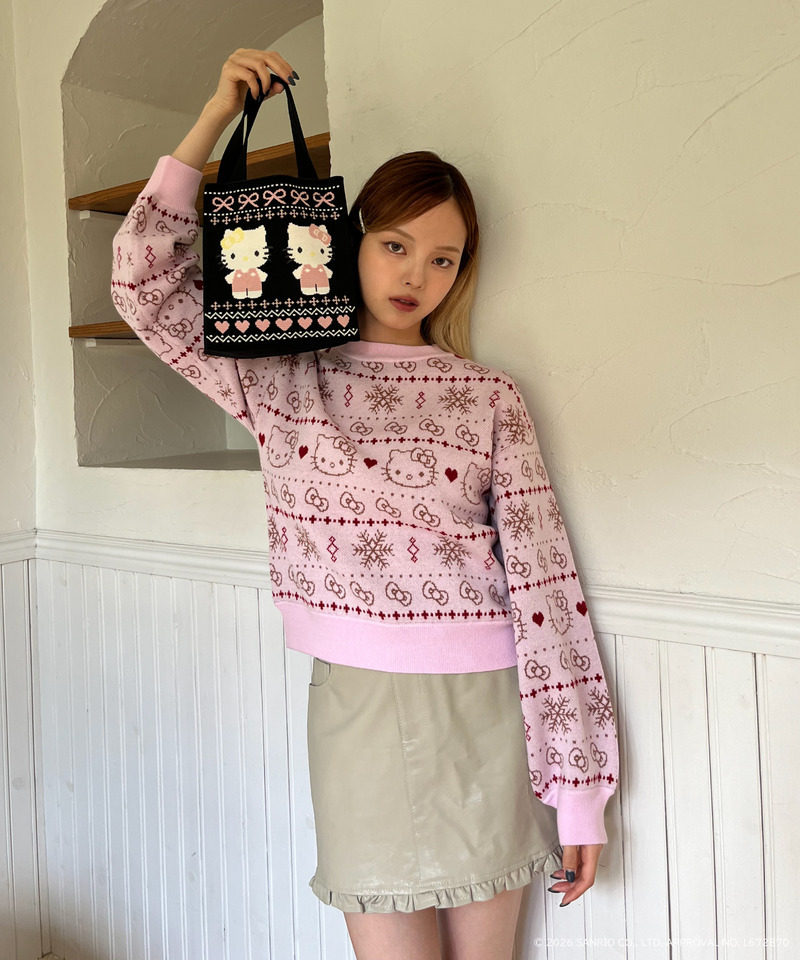 【HELLO KITTY】NORDIC KNIT MINI BAG 詳細画像 ブラック 11