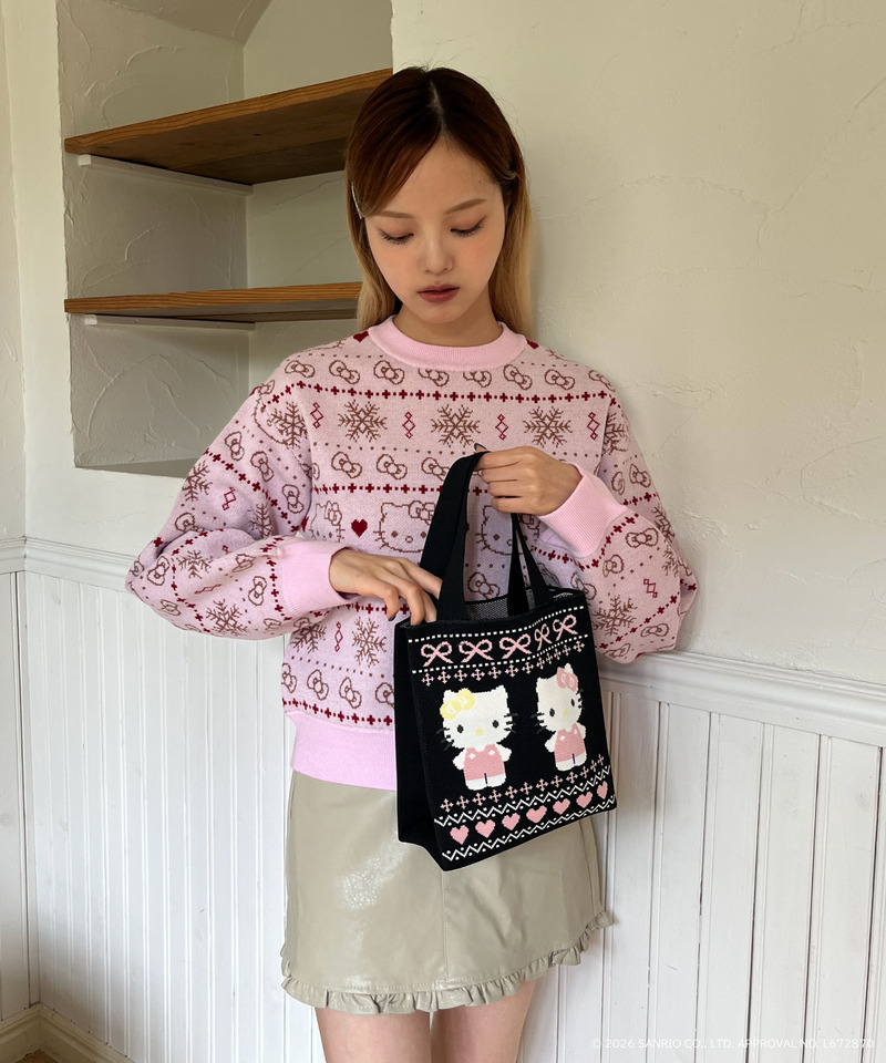 【HELLO KITTY】NORDIC KNIT MINI BAG 詳細画像 ブラック 4