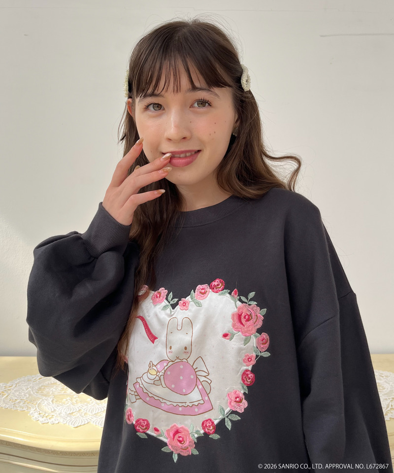 【MARRONCREAM】ハートアップリケトレーナー 詳細画像 ブラック 7