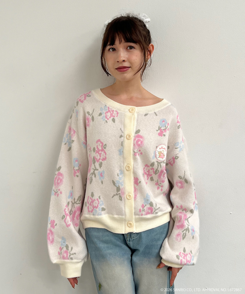 【MARRONCREAM】お花柄ニットカーディガン 詳細画像 オフホワイト 10