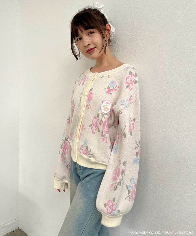 【MARRONCREAM】お花柄ニットカーディガン 詳細画像 オフホワイト 11