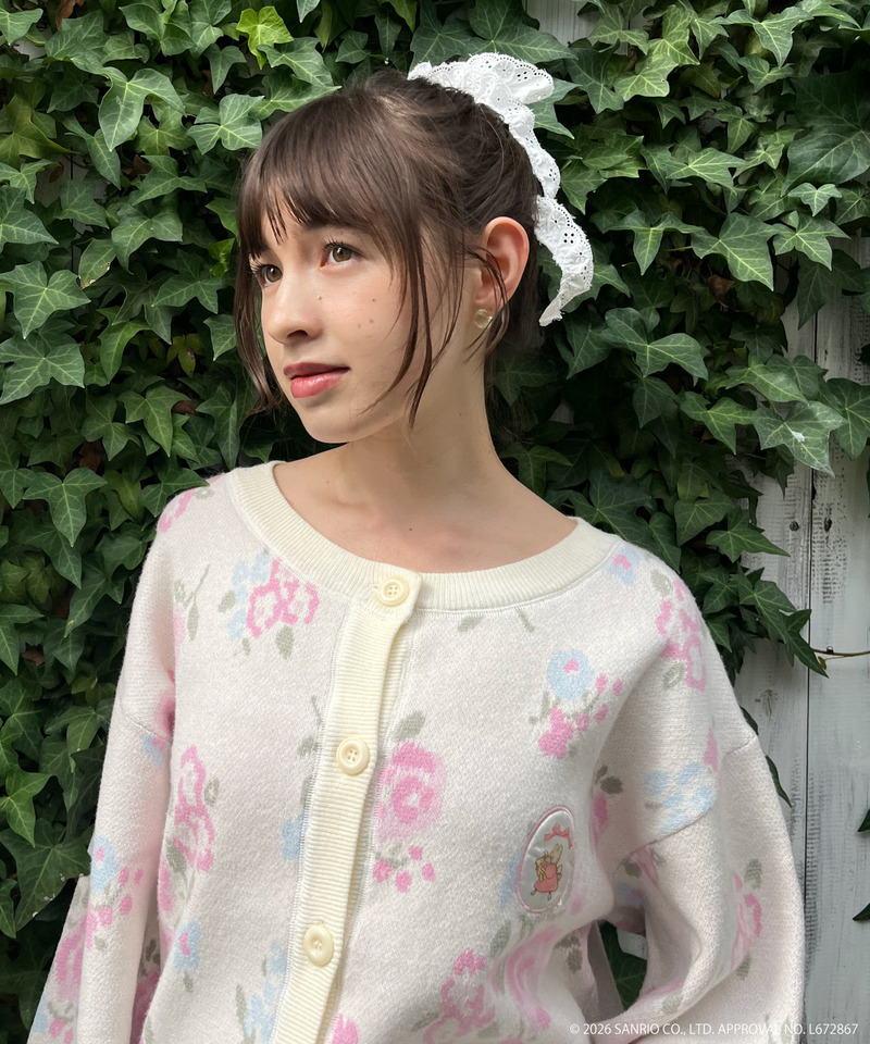【MARRONCREAM】お花柄ニットカーディガン 詳細画像 オフホワイト 2