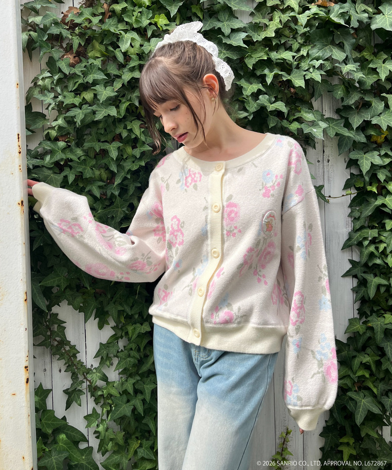 【MARRONCREAM】お花柄ニットカーディガン 詳細画像 オフホワイト 4