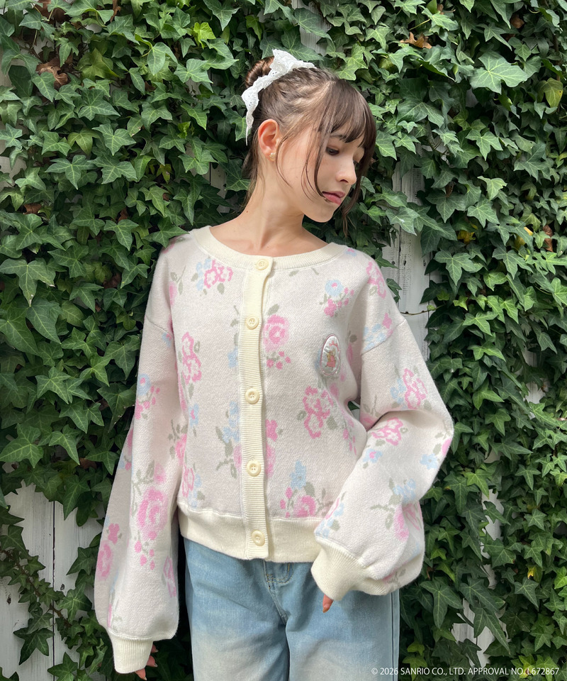 【MARRONCREAM】お花柄ニットカーディガン 詳細画像 オフホワイト 5