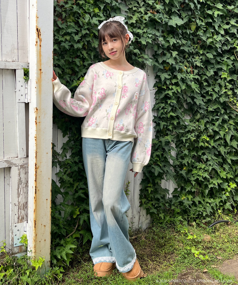 【MARRONCREAM】お花柄ニットカーディガン 詳細画像 オフホワイト 7
