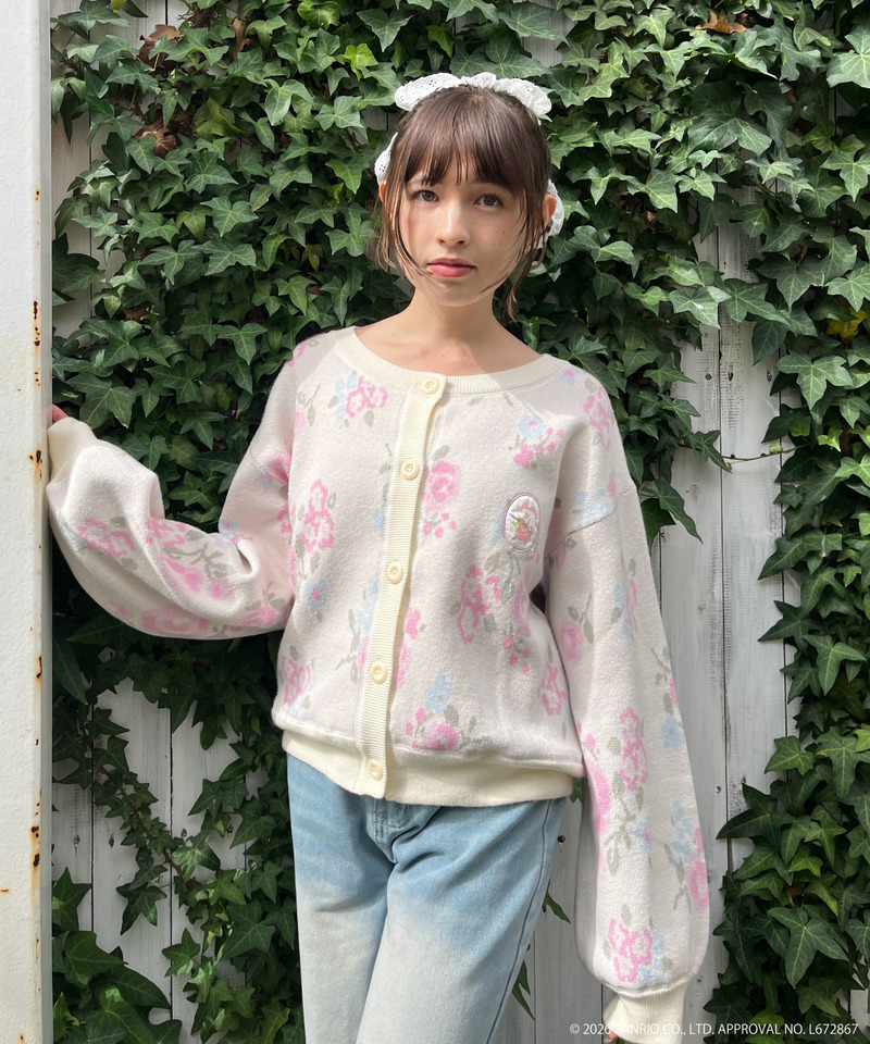 【MARRONCREAM】お花柄ニットカーディガン 詳細画像 オフホワイト 8