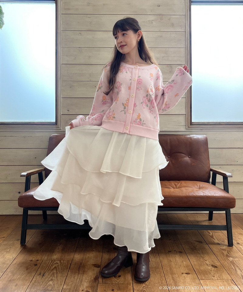 【MARRONCREAM】お花柄ニットカーディガン 詳細画像 ピンク 5