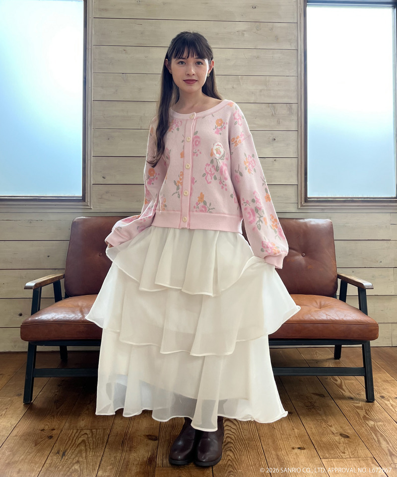【MARRONCREAM】お花柄ニットカーディガン 詳細画像 ピンク 6