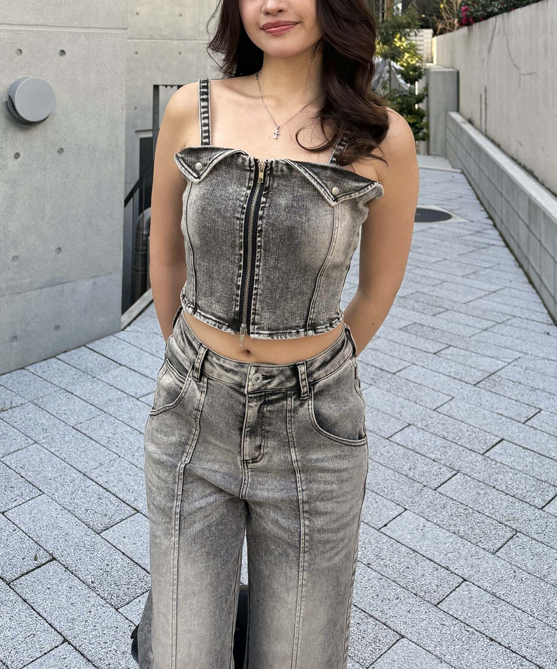 デニムビスチェセットアップ 詳細画像 ブラックデニム 6