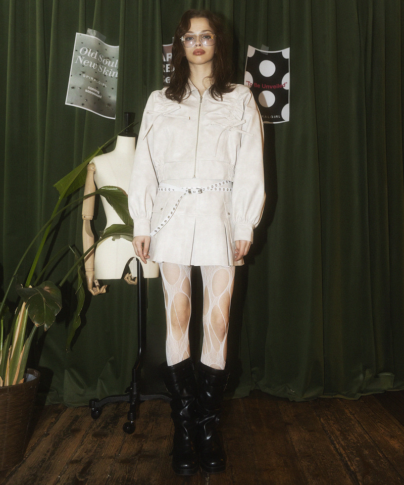 合皮ギャザーショートジャケット 詳細画像 オフホワイト 4