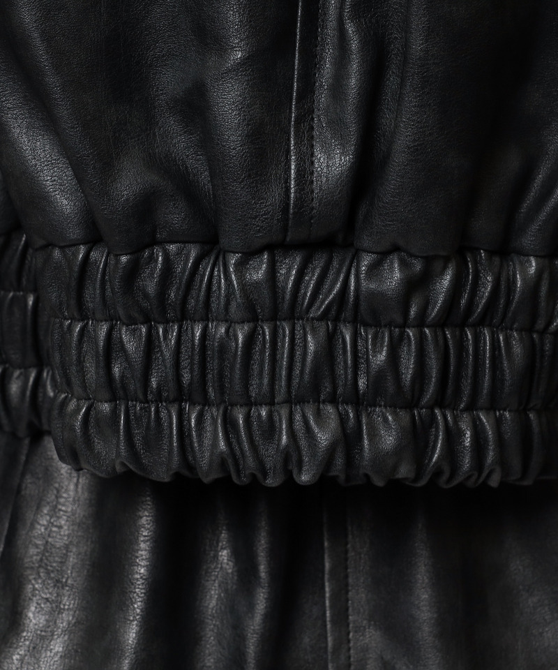 合皮ギャザーショートジャケット 詳細画像 ブラック 15