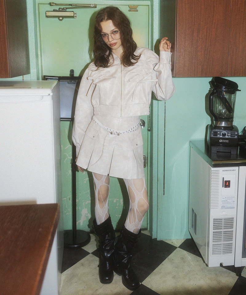 合皮プリーツスカート 詳細画像 オフホワイト 2