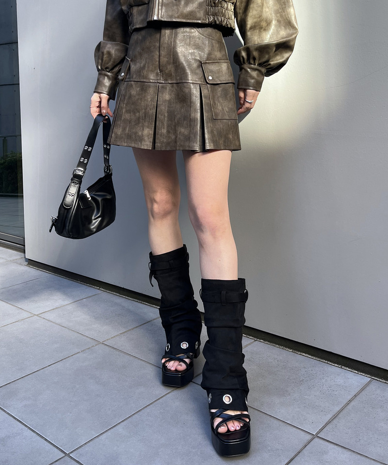 合皮プリーツスカート 詳細画像 ブラウン 7