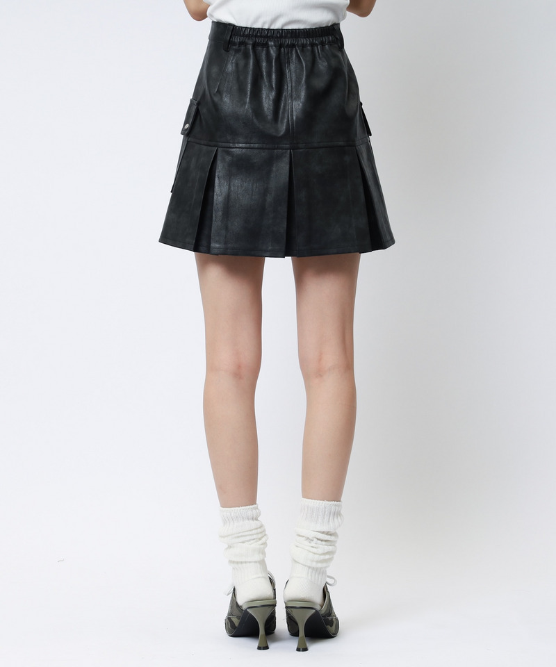 合皮プリーツスカート 詳細画像 ブラック 10