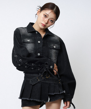 レースアップデニムショートジャケット