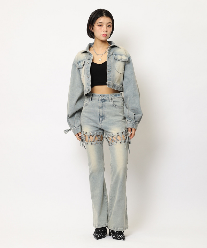 レースアップデニムショートジャケット 詳細画像 デニムブルー 11