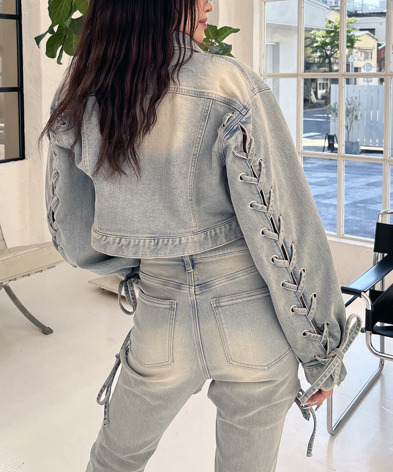 レースアップデニムショートジャケット 詳細画像 デニムブルー 12