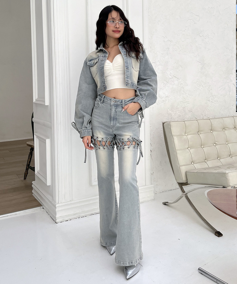 レースアップデニムショートジャケット 詳細画像 デニムブルー 13